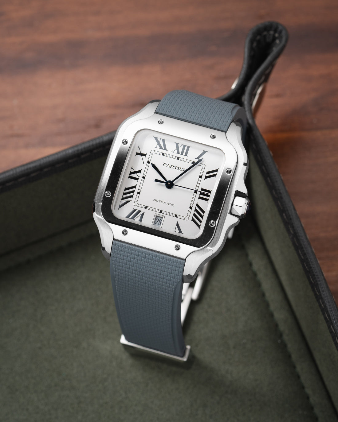 Delugs Cartier Santos de Cartier 專用 Sailcloth 紋理 CTS 橡膠錶帶｜Grey 灰色