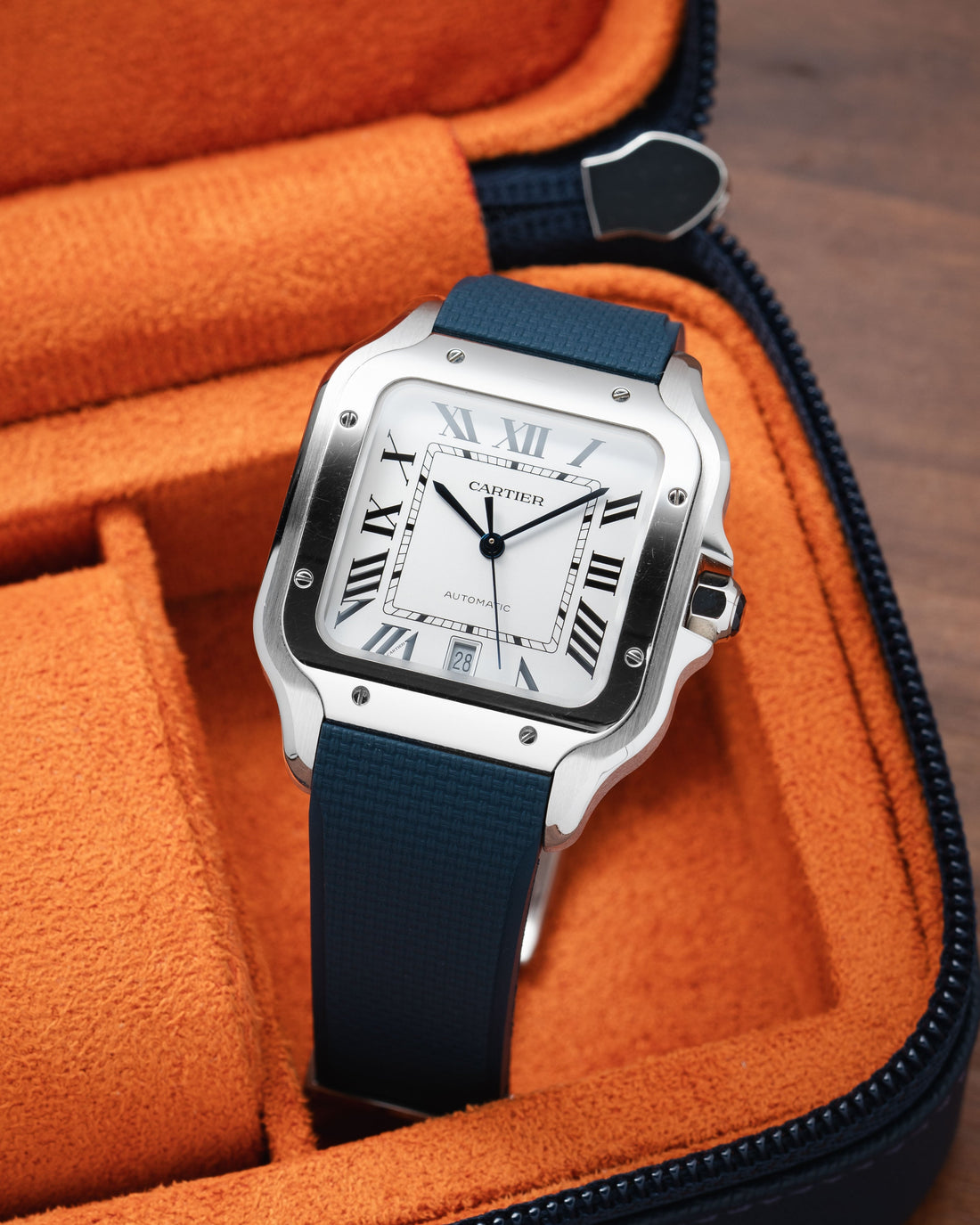 Delugs Cartier Santos de Cartier 專用 Sailcloth 紋理 CTS 橡膠錶帶｜Navy 海軍藍