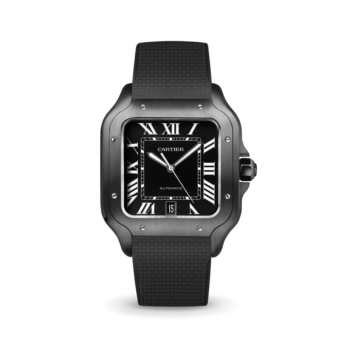 Delugs Cartier Santos de Cartier 專用 Sailcloth 紋理 CTS 橡膠錶帶｜Black 黑色