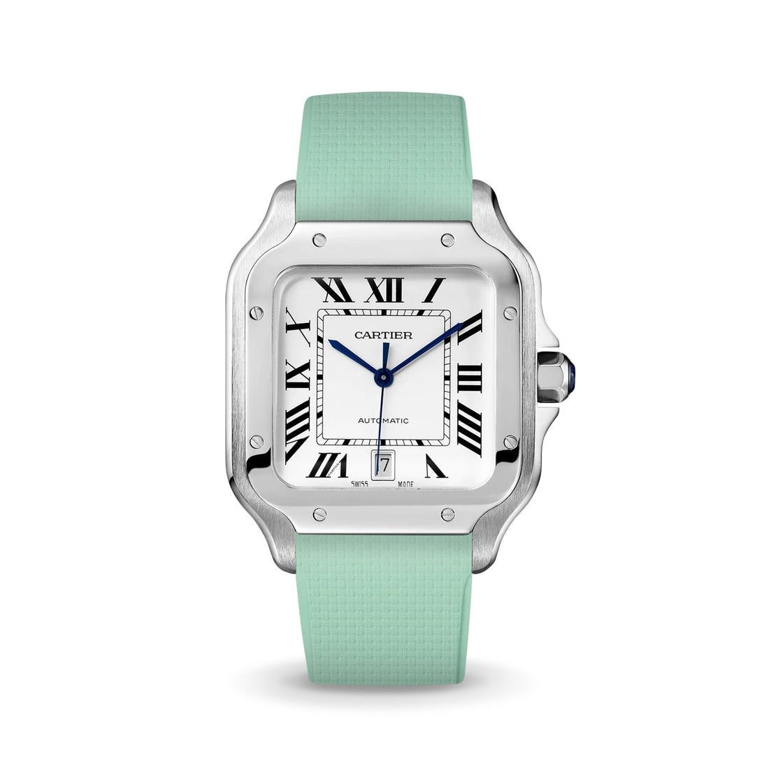Delugs Cartier Santos de Cartier 專用 Sailcloth 紋理 CTS 橡膠錶帶｜Mint Green 薄荷綠