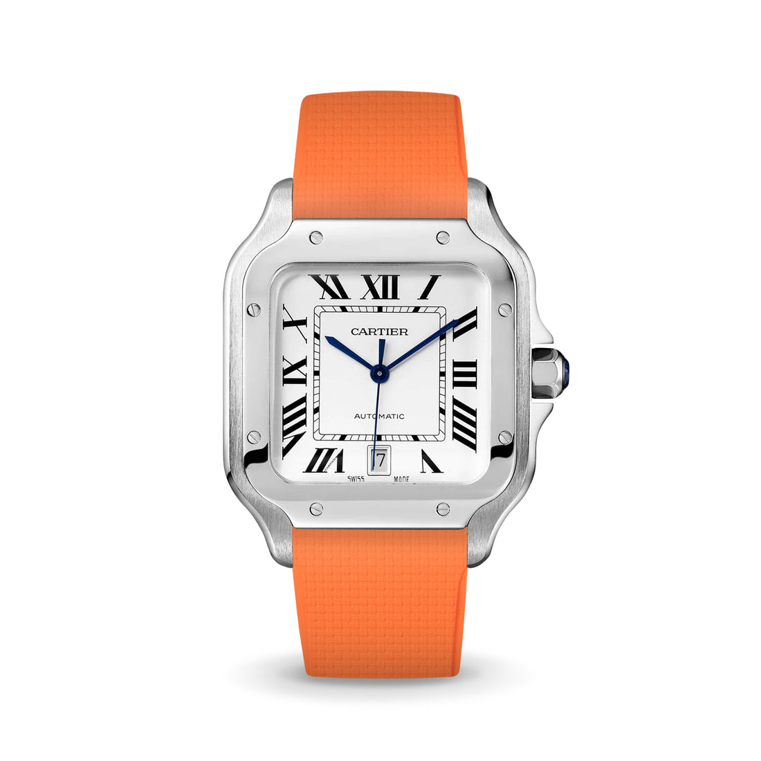 Delugs Cartier Santos de Cartier 專用 Sailcloth 紋理 CTS 橡膠錶帶｜Orange 橘色