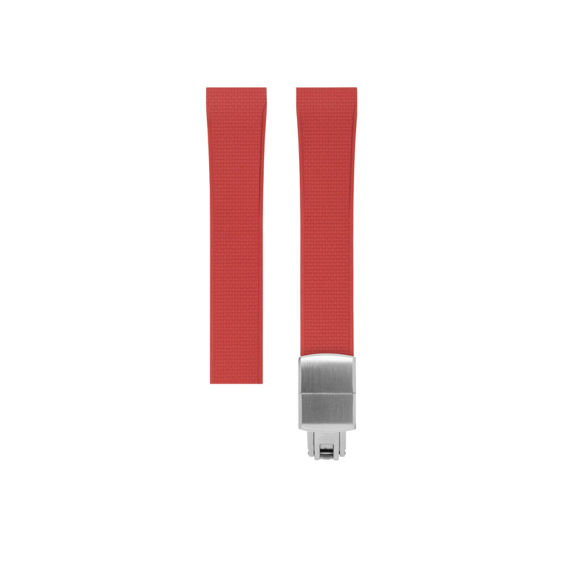 Delugs Cartier Santos de Cartier 專用 Sailcloth 紋理 CTS 橡膠錶帶｜Red 紅色