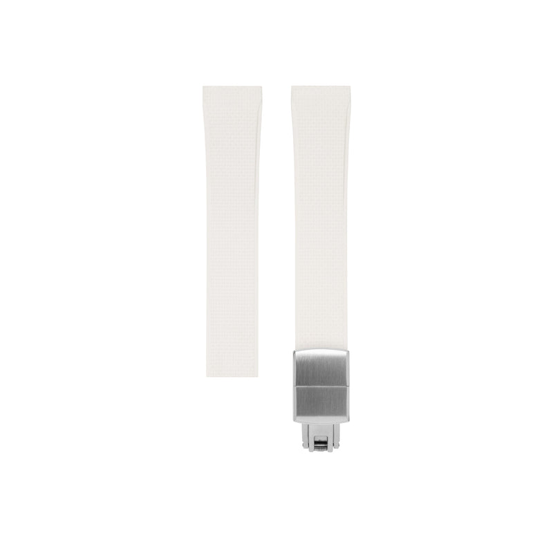Delugs Cartier Santos de Cartier 專用 Sailcloth 紋理 CTS 橡膠錶帶｜White 白色