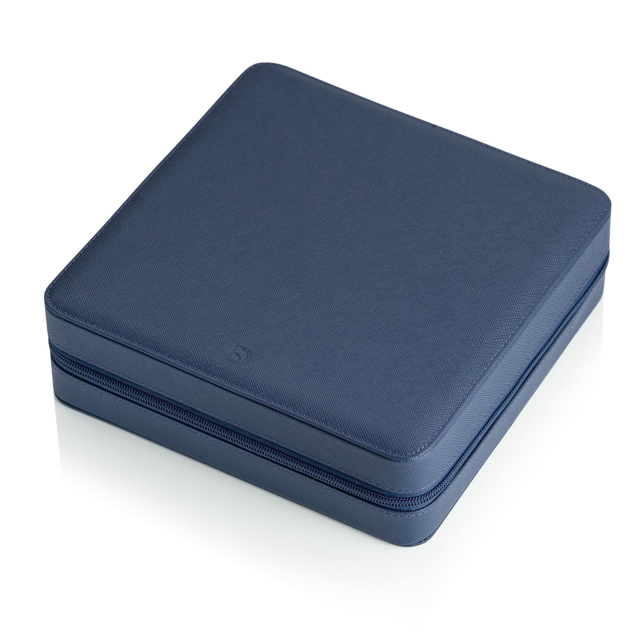 Delugs  | 手錶攜帶盒 12隻裝 拉鍊皮製 藍色/橘內
