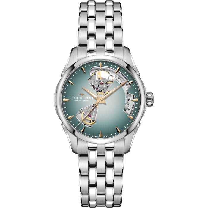 Hamilton 漢米爾頓 Jazzmaster Open Heart 36mm 藍色不鏽鋼鍊帶 H32215143