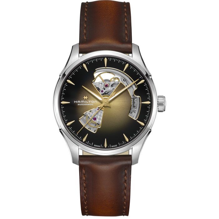 Hamilton 漢米爾頓 Jazzmaster Open Heart 40mm 香檳色小牛皮錶帶 H32675501