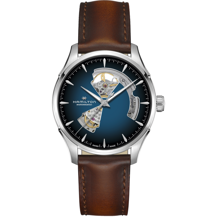 Hamilton 漢米爾頓 Jazzmaster Open Heart 40mm 藍色牛皮錶帶 H32675540