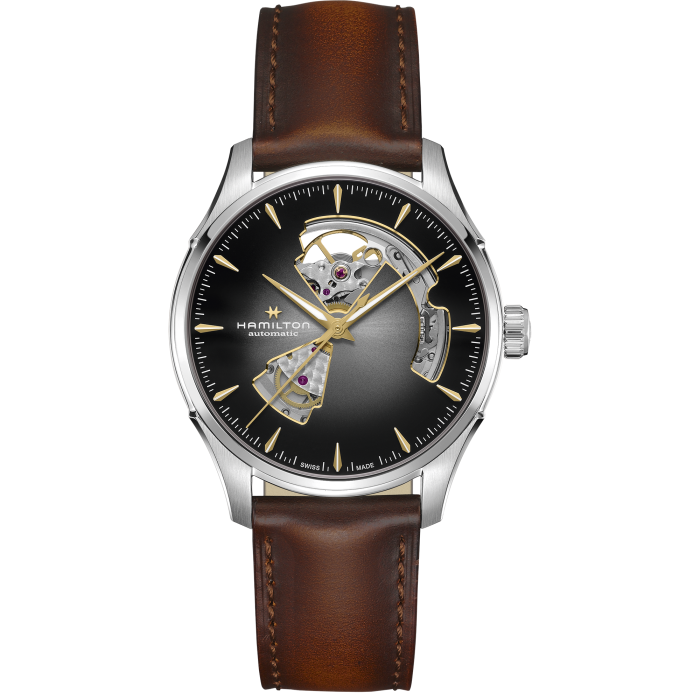 Hamilton 漢米爾頓 Jazzmaster Open Heart 40mm 銀色小牛皮錶帶 H32675581