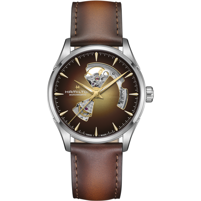 Hamilton 漢米爾頓 Jazzmaster Open Heart 42mm 香檳色小牛皮錶帶 H32705501