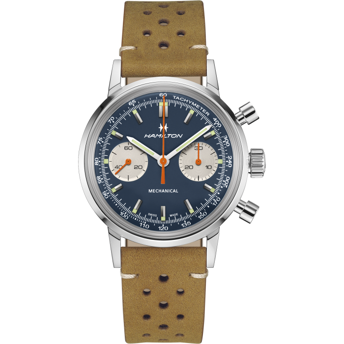 Hamilton 漢米爾頓 Intra-Matic H 40mm 藍色手上鍊計時碼錶 H38429541
