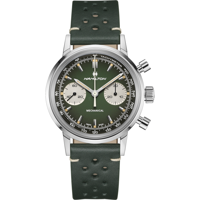 Hamilton 漢米爾頓 Intra-Matic H 40mm 綠色手上鍊計時碼錶 H38429861