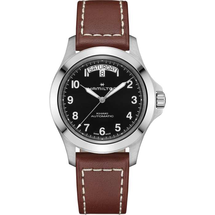 Hamilton 漢米爾頓 Khaki Field King Day-Date 40mm 黑色牛皮錶帶 H64475531