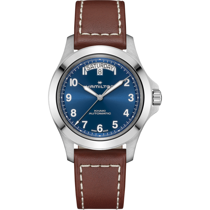 Hamilton 漢米爾頓 Khaki Field King Day-Date 40mm 藍色牛皮錶帶 H64475540