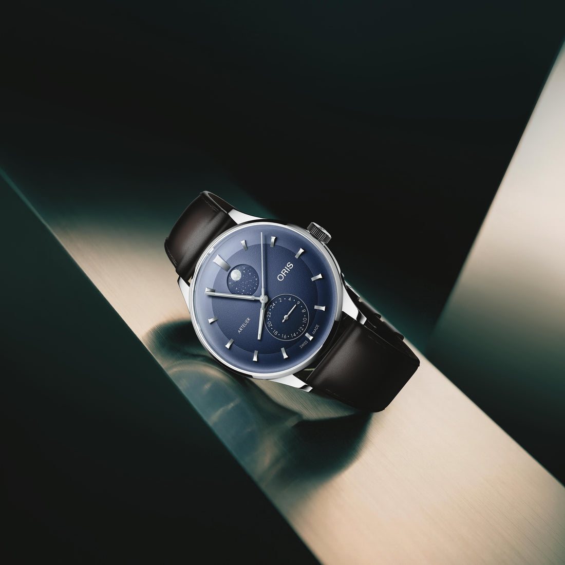 ORIS 豪利時｜Artelier 雙時區月相腕錶｜01 782 7811 4055-07 6 20 17FC