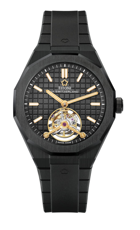TITONI 梅花 LUXE TOURBILLON 黑色陀飛輪 1000 Z-R-740