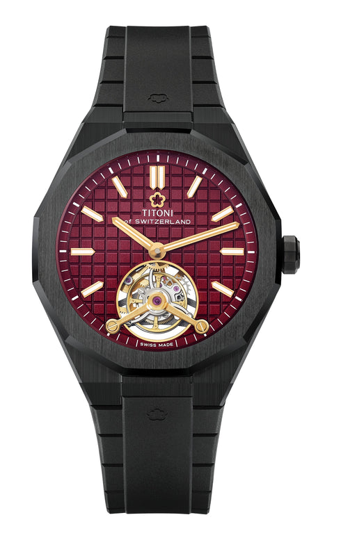 TITONI 梅花 LUXE TOURBILLON 勃根地紅陀飛輪 1000 Z-R-742
